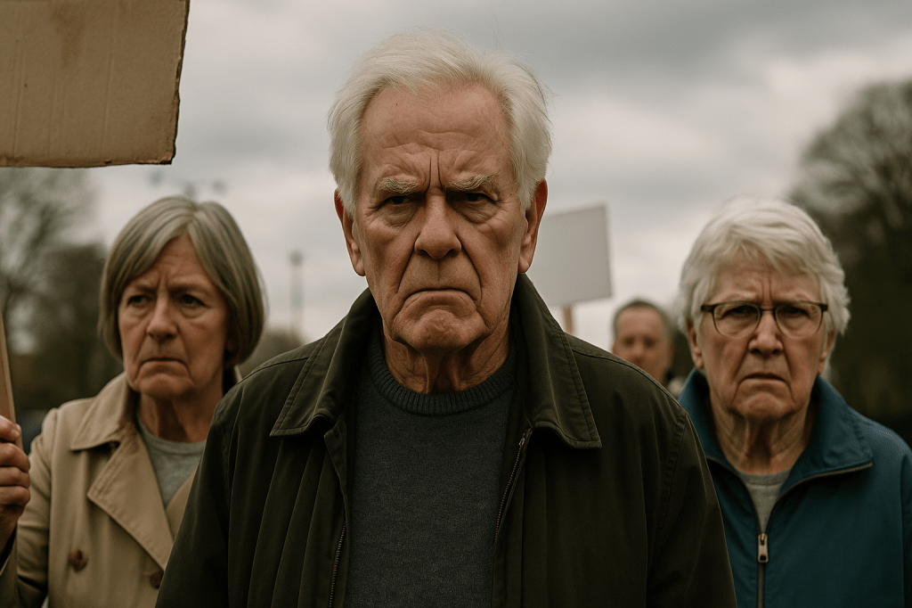 Unhappy UK consumers protesting.