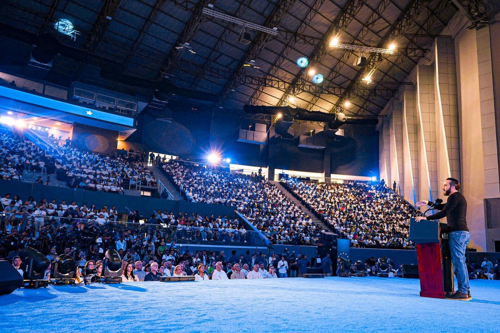 Nayib Bukele during the El Salvador Renace event.
